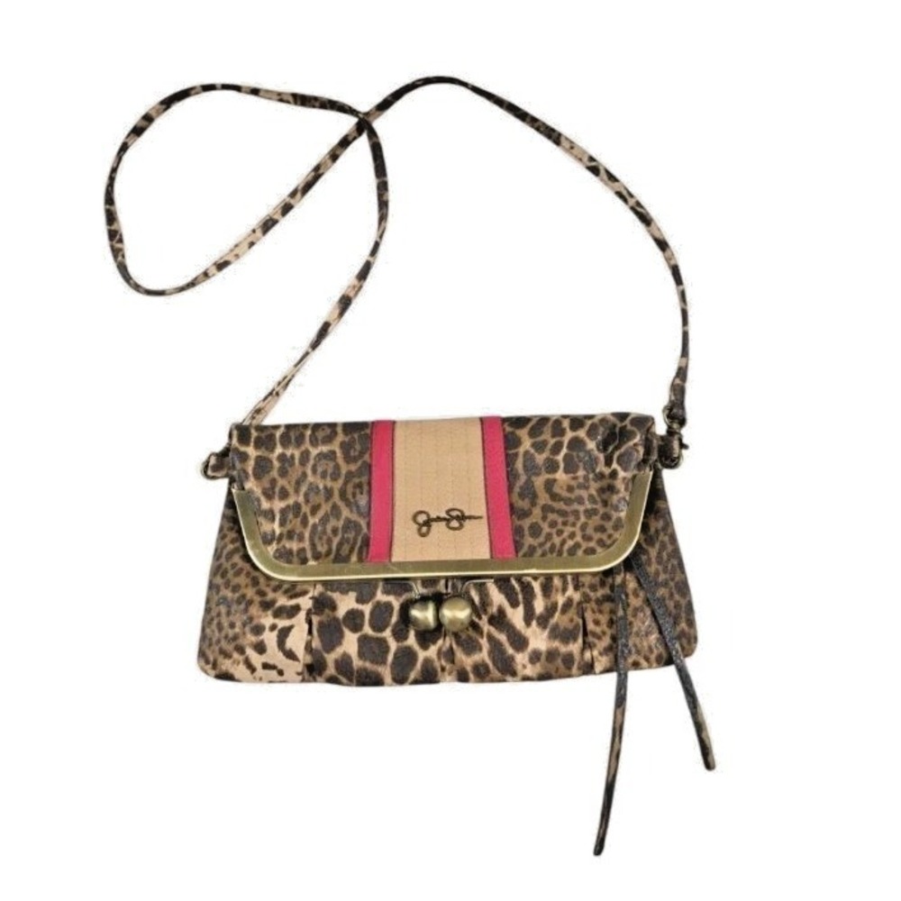 Jessica Simpson Crossbody/Clutch Bag Animal Print Fold Over Removable Strap Chic